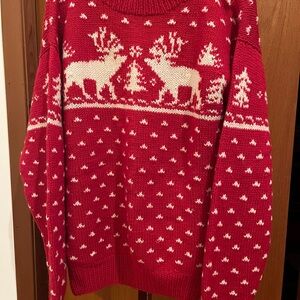 Red Reindeer Pattern women’s  Sweater